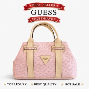 Large GUESS pink monogram satchel – vintage Y2K style, clean & ready to use!